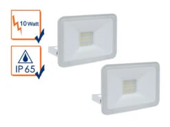 MeineWunschleuchte 10 Watt LED Strahler 2er SET, 5000 Kelvin Neutralweiß, IP65, 9x12cm