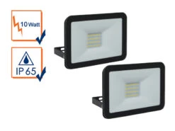 MeineWunschleuchte 10 Watt LED Strahler ALU, 2er SET 5000 Kelvin Neutralweiß, IP65, 9x12cm