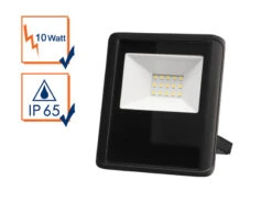 Perel 10 Watt LED Strahler ALU, 4000 Kelvin Neutralweiß, IP65, 11x13cm