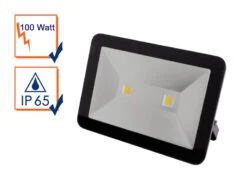 Perel 100 Watt LED Strahler ALU, 4000 Kelvin Neutralweiß, IP65, 25x36cm