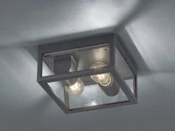 MeineWunschleuchte 2-flammige Eckige LED Außendeckenleuchte In Anthrazit - Hausbeleuchtung