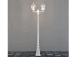 Konstsmide 2-flammige Gartenlaterne FIRENZE, Aluminium Weiß, Inkl. Pfahl