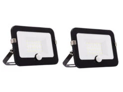 REV 20 Watt LED Strahler 2er SET, Bewegungsmelder, 6500 Kelvin Tageslichtweiß, IP44