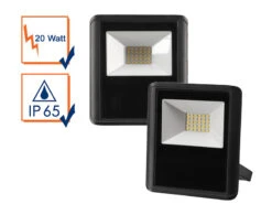 MeineWunschleuchte 20 Watt LED Strahler ALU, 2er SET 4000 Kelvin Neutralweiß, IP65, 13x15cm