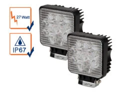Perel 27 Watt LED Strahler ALU 2er SET, 4250 Kelvin Neutralweiß, IP67, 13,5x11cm