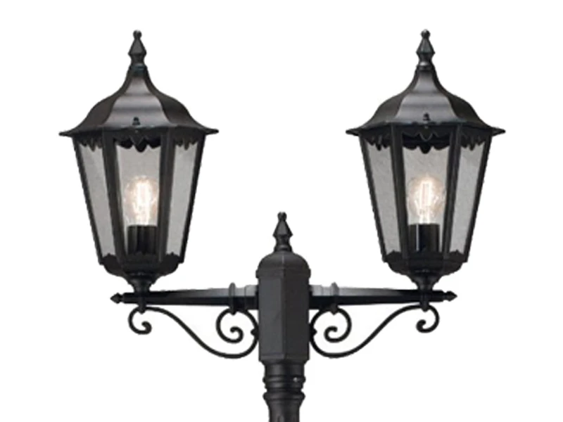 Konstsmide 2er-Set 2-flammige Gartenlaterne FIRENZE, E27, Aluminium Schwarz, Inkl. Pfahl – Bild 3