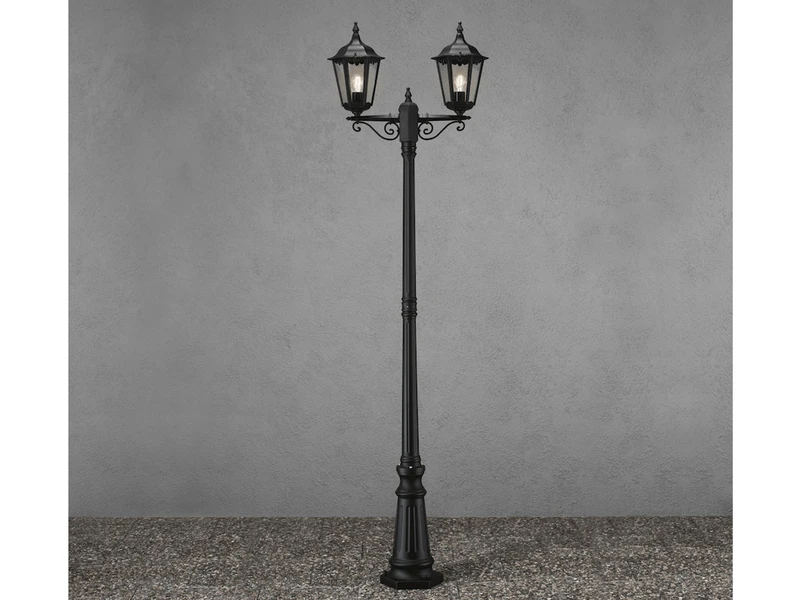 Konstsmide 2er-Set 2-flammige Gartenlaterne FIRENZE, E27, Aluminium Schwarz, Inkl. Pfahl – Bild 5