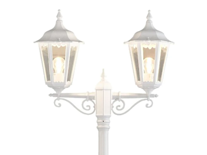 Konstsmide 2er-Set 2-flammige Gartenlaterne FIRENZE, E27, Aluminium Weiß, Inkl. Pfahl – Bild 3