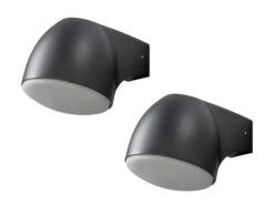 Konstsmide 2er Set Außenwandleuchte Downlight FERRERA Alu Schwarz, High Power LED, H. 13cm