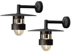Konstsmide 2er Set Außenwandleuchte FREJA, Alu Schwarz, H 40cm, Hausbeleuchtung Modern