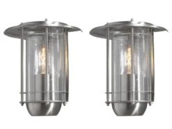 Konstsmide 2er Set Außenwandleuchten TRENTO, Wandlampe Edelstahl / Acrylglas Klar