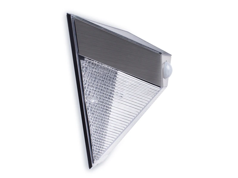 MeineWunschleuchte 2er Set Dreieckige LED Solar Außenleuchte, Bewegungsmelder, Edelstahl, Downlight – Bild 3
