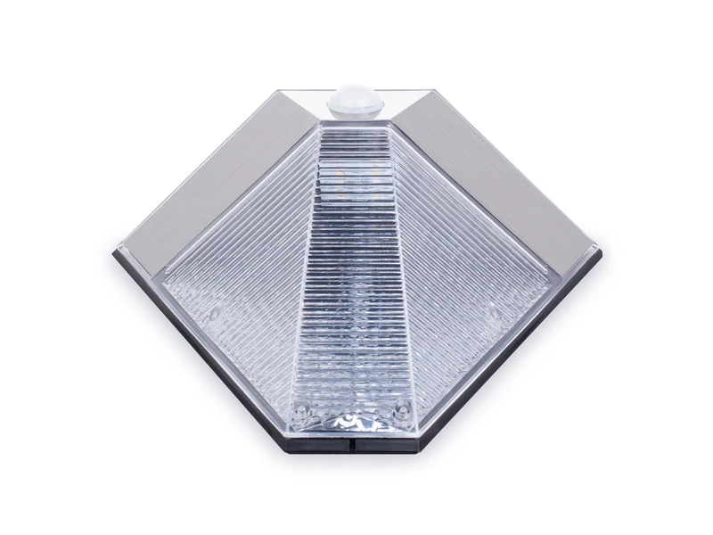 MeineWunschleuchte 2er Set Dreieckige LED Solar Außenleuchte, Bewegungsmelder, Edelstahl, Downlight – Bild 5