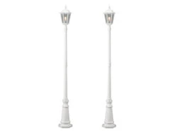 Konstsmide 2er-Set Gartenlaterne FIRENZE, E27, Aluminium Weiß, Inkl. Pfahl Und Fundament