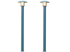 Konstsmide 2er Set Gartenlaterne / Mastleuchte HEIMDAL, Höhe 200 Cm, Alu Silber / Glas Opal