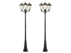 Konstsmide 2er-Set Grüne Gartenlaterne PARMA Aus Aluminium, E27, IP43, H.: 218cm