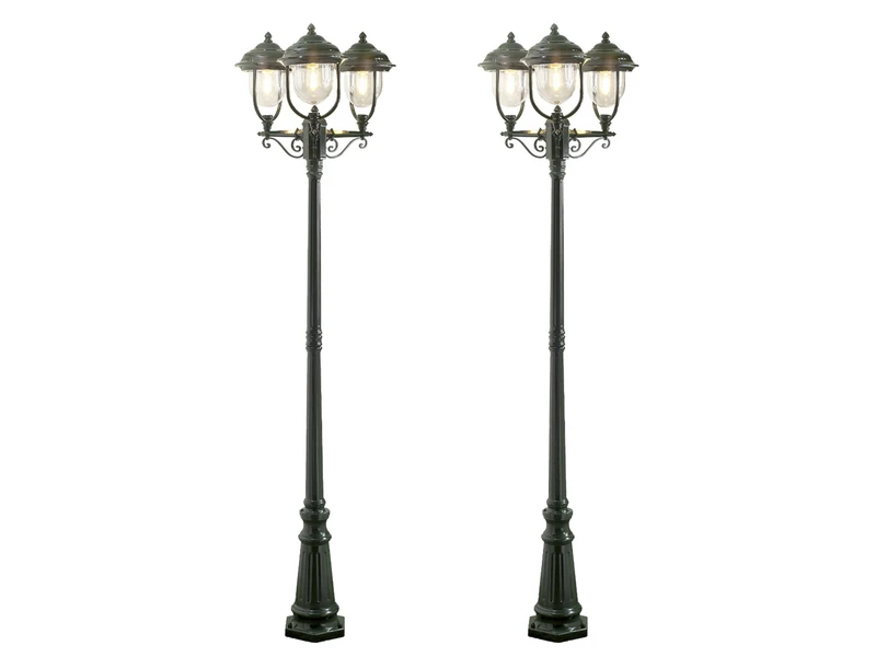 Konstsmide 2er-Set Grüne Gartenlaterne PARMA Aus Aluminium, E27, IP43, H.: 218cm