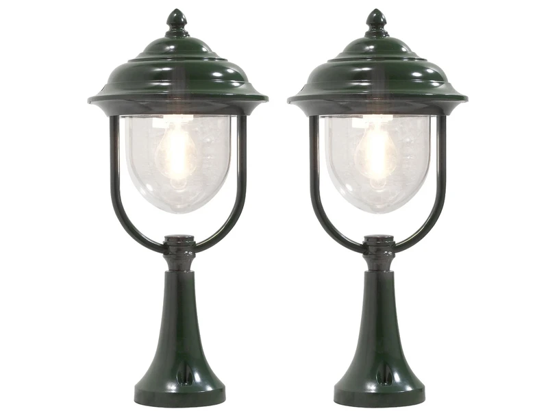 Konstsmide 2er-Set Grüne Sockelleuchten PARMA Aus Aluminium, E27, IP43, H.: 54 Cm