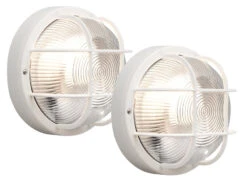 Konstsmide 2er-Set Kellerleuchten MANTOVA Weiß, Schutzgitter, Wand-/Deckenmontage