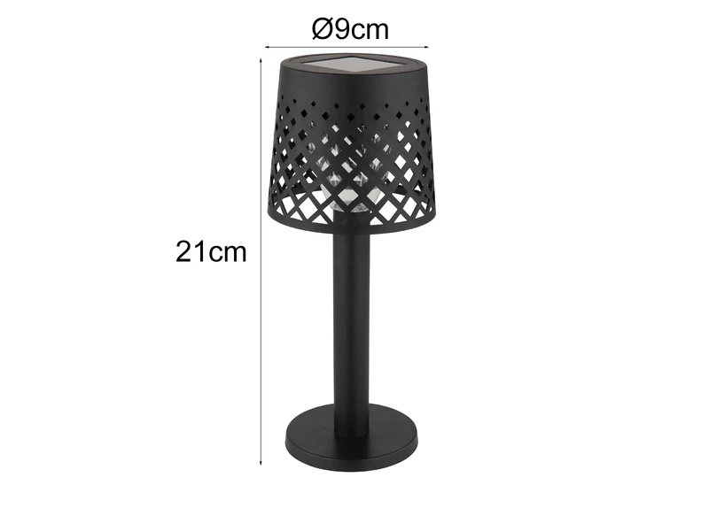 MeineWunschleuchte 2er Set Kleine LED Outdoor Solar Tischleuchten Gitterschirm Schwarz, Höhe 21cm – Bild 3