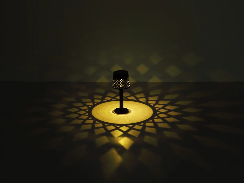 MeineWunschleuchte 2er Set Kleine LED Outdoor Solar Tischleuchten Gitterschirm Schwarz, Höhe 21cm – Bild 5