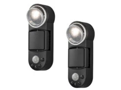 Konstsmide 2er-Set LED Außenwandleuchte Mit Bewegungsmelder & Batterie, Schwarz, H 26cm