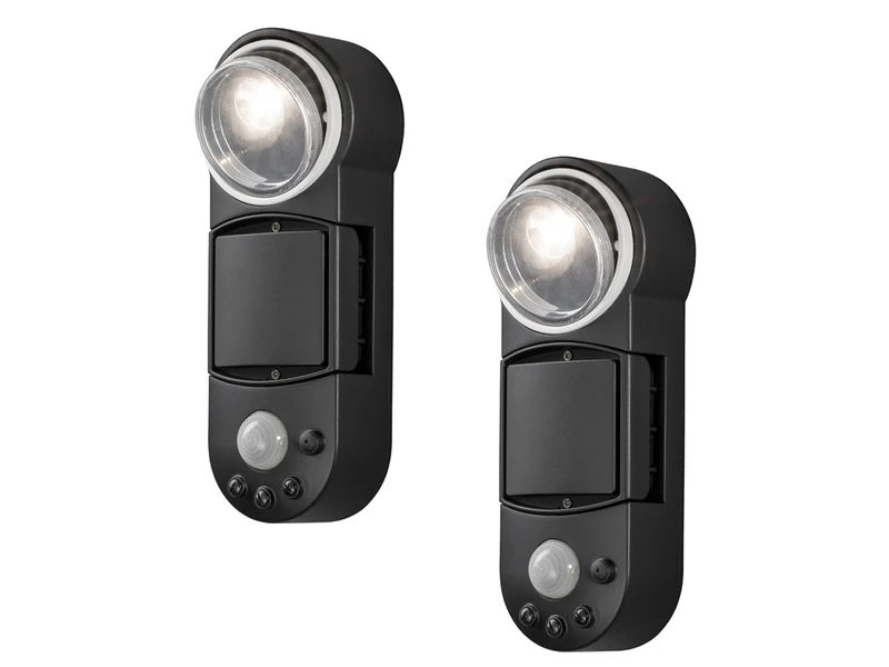 Konstsmide 2er-Set LED AuĂenwandleuchte Mit Bewegungsmelder & Batterie, Schwarz, H 26cm