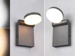 MeineWunschleuchte 2er Set LED Außenwandleuchten Höhe 19cm Leuchtenkopf Einstellbar, Schwarz