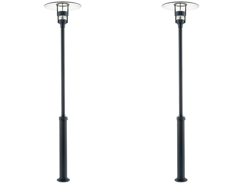 Konstsmide 2er Set Mastleuchte / Gartenlaterne FREJA, Höhe 232 Cm, Alu Schwarz / Glas Klar