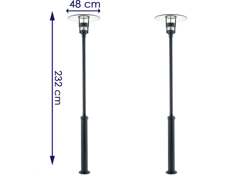 Konstsmide 2er Set Mastleuchte / Gartenlaterne FREJA, Höhe 232 Cm, Alu Schwarz / Glas Klar – Bild 2