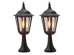 Konstsmide 2er-Set Schwarze Sockelleuchten FIRENZE, E27, Aluminium, Höhe 55 Cm