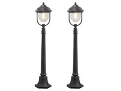 Konstsmide 2er-Set Schwarze Wegeleuchten PARMA Aus Aluminium, E27, IP43, H.: 118 Cm