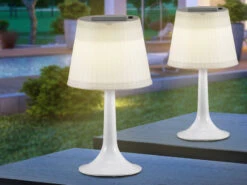 Konstsmide 2er-Set Solar High Power LED-Tischlampe ASSISI, IP44, Weiß, Höhe 36 Cm