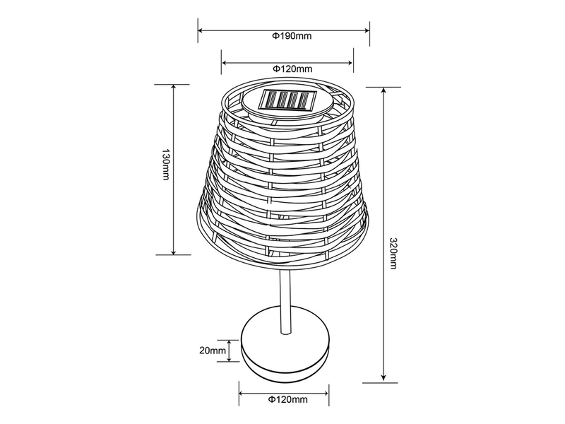 MeineWunschleuchte 2er SET Solar LED Tischleuchten Schwarz Mit Lampenschirm Rattanoptik Höhe 32cm – Bild 9
