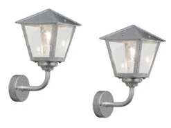 Konstsmide 2er-Set Stehende Wandleuchten BENU, E27, Galvanisierter Stahl, Höhe 39 Cm