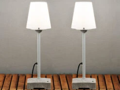 Konstsmide 2er Set Terrassenleuchten Standleuchten LUCCA, E27, Schirm Weiß, Höhe 59 Cm