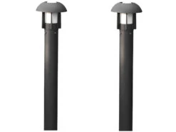 Konstsmide 2er Set Wegeleuchte / Pollerleuchte HEIMDAL, Höhe 102cm, Alu Schwarz / Glas Opal