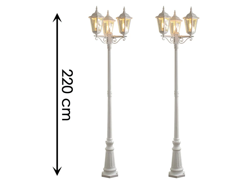 Konstsmide 2er-Set Weiße Gartenlaterne FIRENZE 3 X E27 Aluminium, Inkl. Pfahl Und Fundament – Bild 2