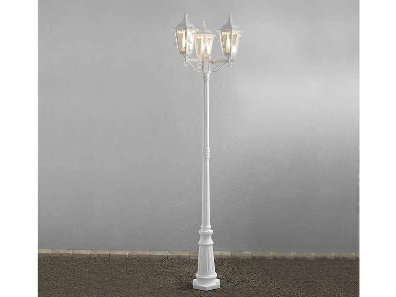 Konstsmide 2er-Set Weiße Gartenlaterne FIRENZE 3 X E27 Aluminium, Inkl. Pfahl Und Fundament – Bild 5