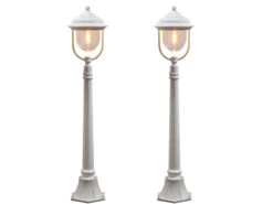Konstsmide 2er-Set Weiße Wegeleuchten PARMA Aus Aluminium, E27, IP43, H.: 118 Cm