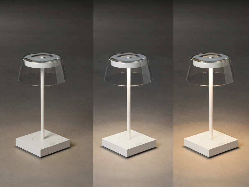 MeineWunschleuchte 2er Set Wiederaufladbare LED Outdoor Tischleuchten Dimmbar In Weiß, Höhe 27cm – Bild 6