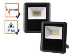 MeineWunschleuchte 30 Watt LED Strahler ALU 2er SET, 4000 Kelvin Neutralweiß, IP65, 15x17cm