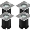 Ranex 4er-Set LED-Bodeneinbaustrahler Outdoor, Eckig, Befahrbar, Max 800 Kg Last, IP65