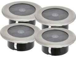 Konstsmide 4er-Set Solar LED-Bodenspot, Edelstahl, Ø 11cm, Je Spot Bis 100kg Belastbar