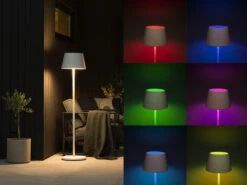 Konstsmide 4in1 Akku Outdoor Stehleuchte POMEZIA Mit RGB Farbwechsel, Weiß