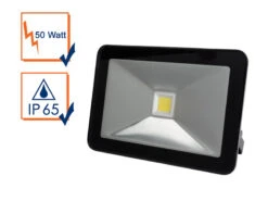 Perel 50 Watt LED Strahler ALU, 4000 Kelvin Neutralweiß, IP65, 18x26cm