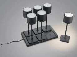 Reality Leuchten 6-er SET Akku LED Tischleuchten FERNANDEZ Für Innen & Außen, Schwarz H: 38cm