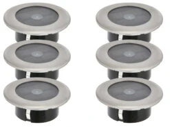 Konstsmide 6er-Set Solar LED-Bodenspot, Edelstahl, Ø 11cm, Je Spot Bis 100kg Belastbar