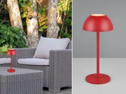 Reality Leuchten Akku LED Tischleuchte RICARDO Für Innen & Außen, Rot Höhe 30cm