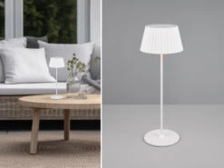 Reality Leuchten Akku LED Tischleuchte SUAREZ Kabellos Für Innen & Außen, Weiß - Höhe 39cm